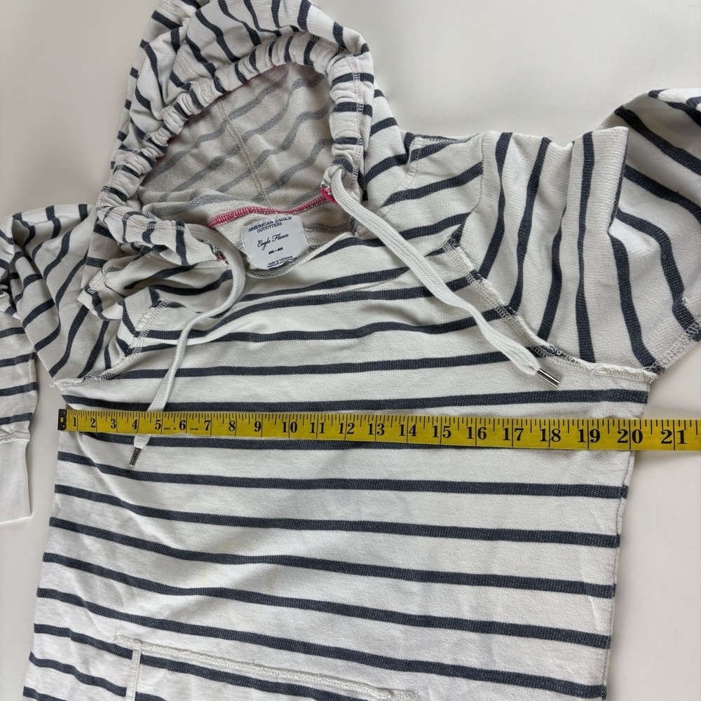 American Eagle Outfitters Eagle Fleece Striped Pullover Hoodie Size Medium - Picture 8 of 8